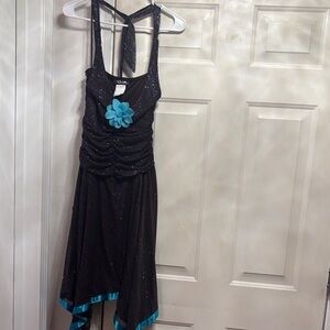 City Triangles Black and Teal High Low Dress